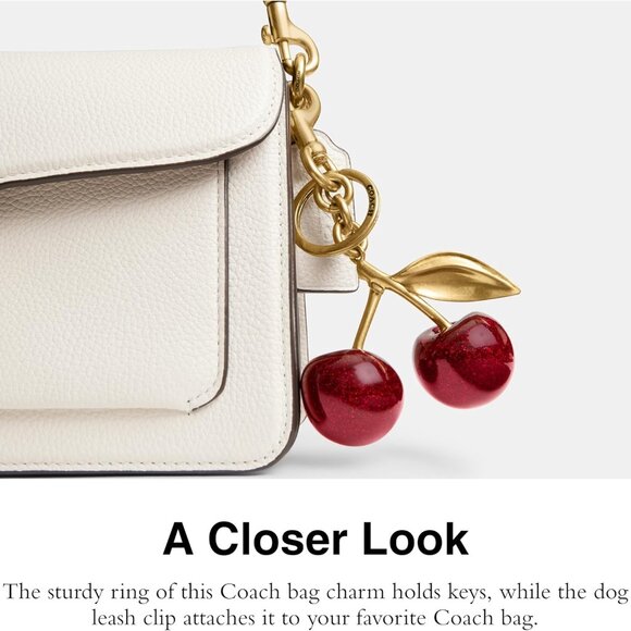 Women's Resin Cherry Bag Charm Keychain Durable Glitter Accessory Hand Wash - Picture 4 of 5